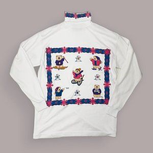 M - Vintage 80s Cute Teddy Turtleneck